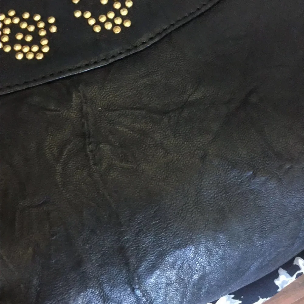 THOMAS WYLDE black gold stud leather leopard print chain strap bag purse